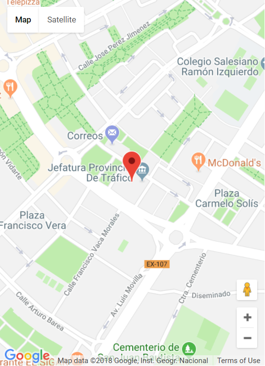 Mapa para encontrar una gestoría en Badajoz